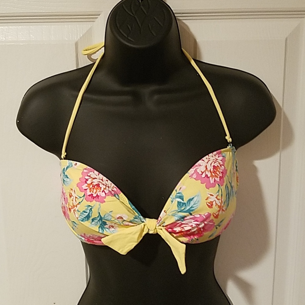 A&F Yellow Floral Bikini Top